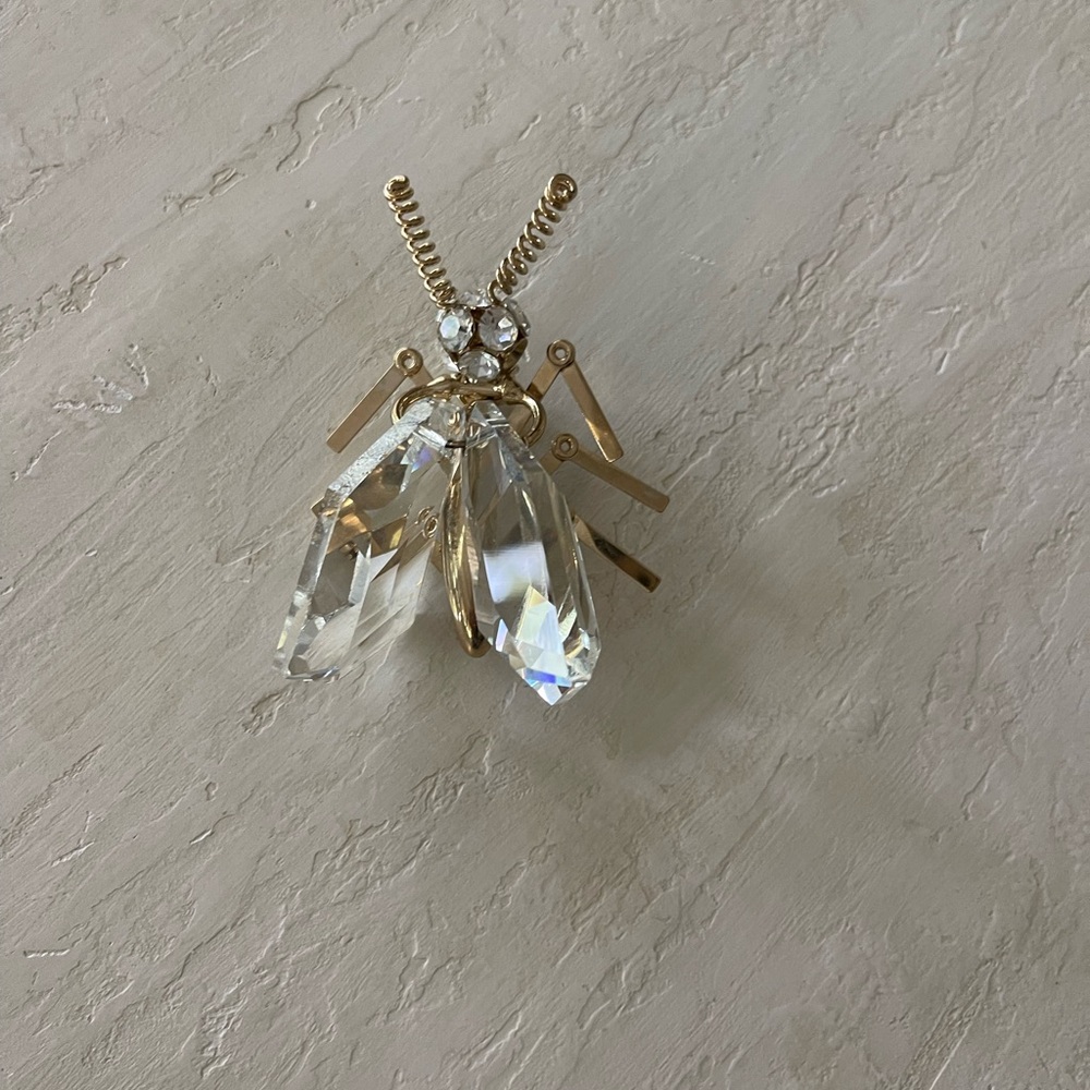 Max Mara Gold and Crystal Insect Brooch